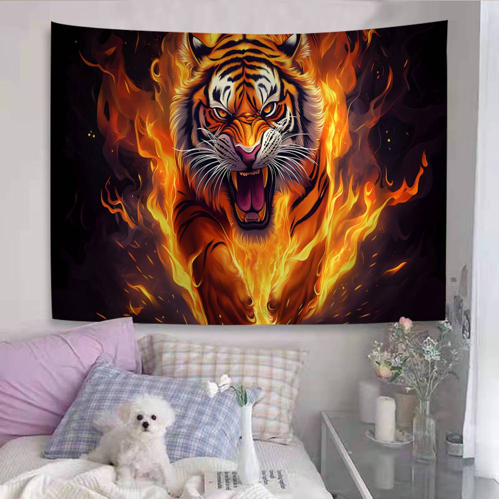 Tiger Pattern Anime Tapestry Indian Buddha Wall Decoration Witchcraft Bohemian Hippie Wall Hanging Sheets