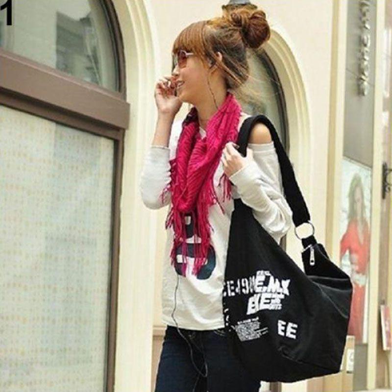 

Canvas Women Hobo Crossbody Shoulder Bag Large Tote Messager Pouch Bags Shopping чорний