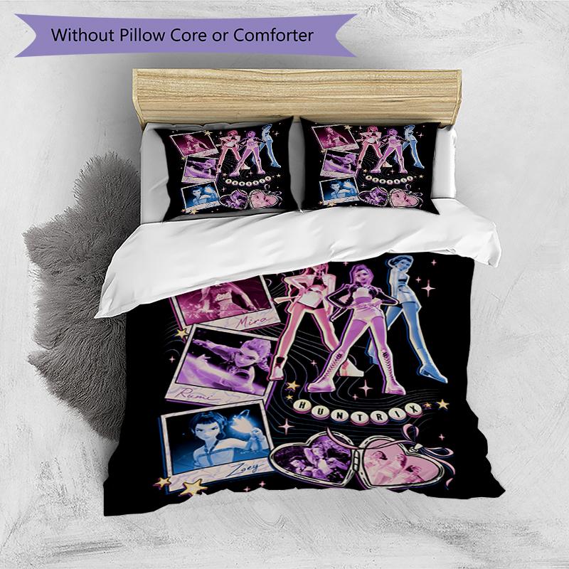 Set copripiumino 3 pezzi (1*Copripiumino + 2*Federe, Senza Nucleo),Set Biancheria da Letto con Stampa KPop Demon Hunters, Decorazione Camera da Letto, Stagione Unica, Regalo di Compleanno