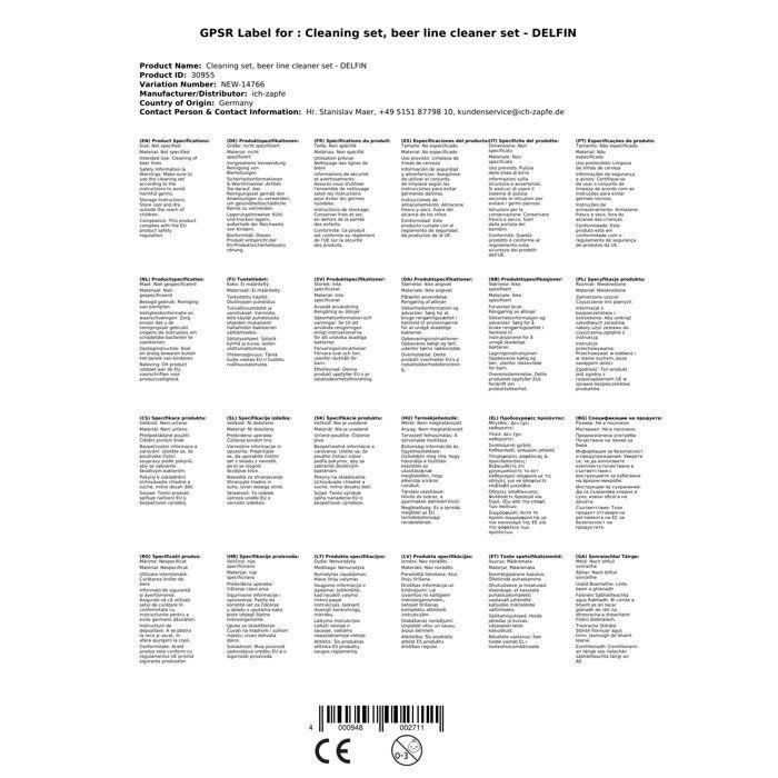 Kit de nettoyage, Kit de nettoyage pour tireuse a biere - DELFIN