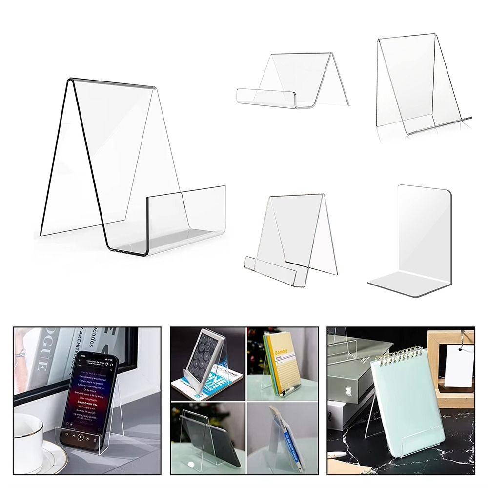 Minimalist Acrylic Book Holder Multi Functional Transparent CD Display Rack Portable Mobile Phone Support Desktop Use