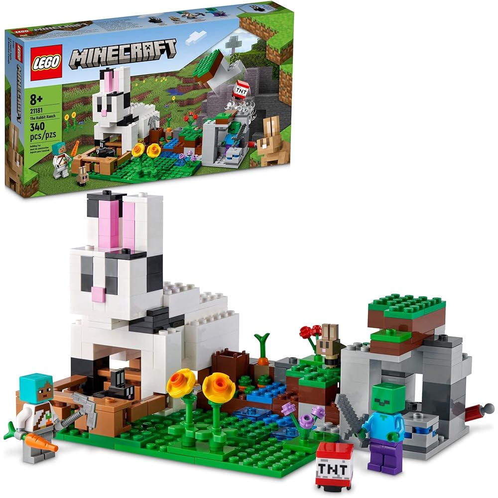 Lego Minecraft Rabbit Farm 21181 Building Kit 340 Pieces Toy Bunny House Playset Age 8+