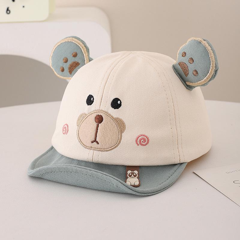 Entzückende Frühlings-Baseballkappe für Babys im koreanischen Stil, Unisex, mit Bärenmotiv und weichem Schirm zum Sonnenschutz