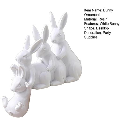 Easter White Bunny Figurine Resin Hugging Rabbit Statue Spring Easter Holiday Party Animal Desktop Decoration Ornament