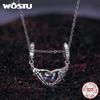 WOSTU 925 Sterling Silver Halloween Gift Skull & Heart Pendant Luminous Witch Charms Evil Eye Candy Beads Fit Bracelet DIY Neckace