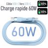 3x Câble USB-C vers USB-C 60W pour Samsung Galaxy A16 A36 A15 A14 A25 A35 A55 A54 A05s - Bleu 1M