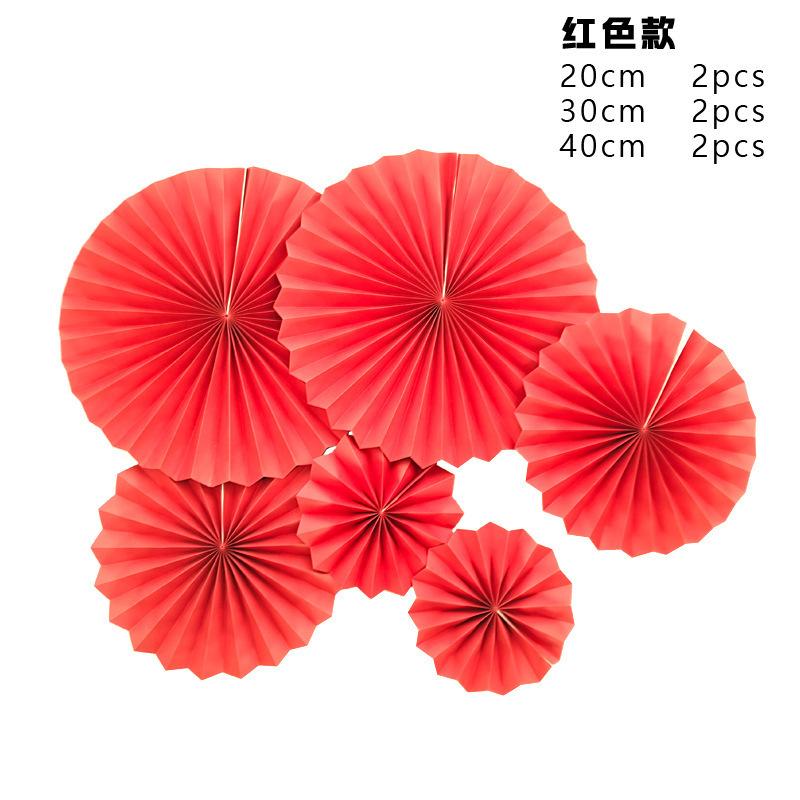 Wedding Wedding Round Paper Flower Fan Set Birthday Party Arrangement Paper Fan Folding Fan Pendant Pendant Spot
