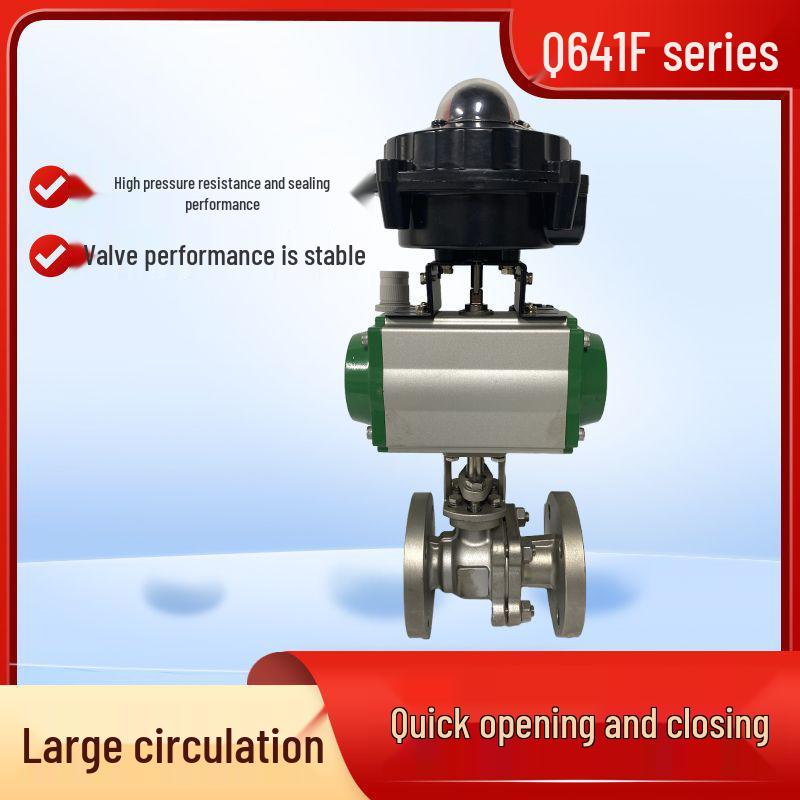 Pneumatic Ball Valve Q641F Series Stainless Steel 304, Flange Switch for Large Flow Regulation in Petrochemical and Metallurgy Industries