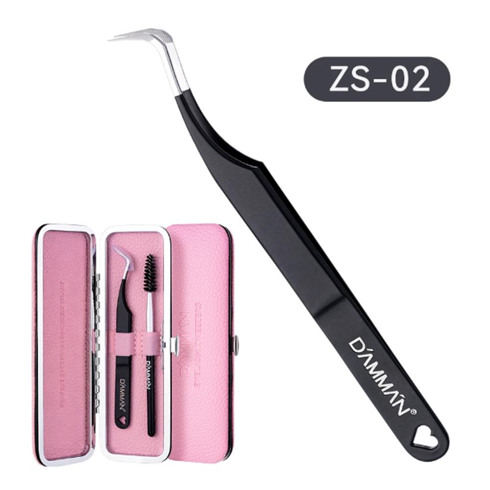 Large Flat Clamp Head Eyelash Tweezer Anti-slip Grid Fiber Tip Lash Tweezers with Box Makeup Tools Eyelash Extensions Tweezers