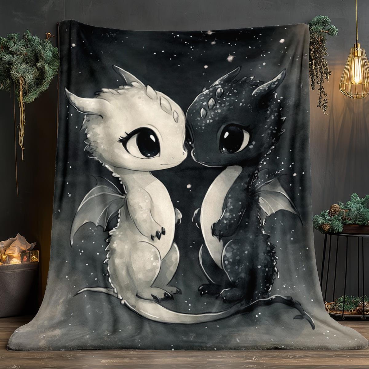 

Anime dragon pattern Flannel printed blanket suitable for all seasons suitable for living room office sofa and travel 180x250CM 75x90cm