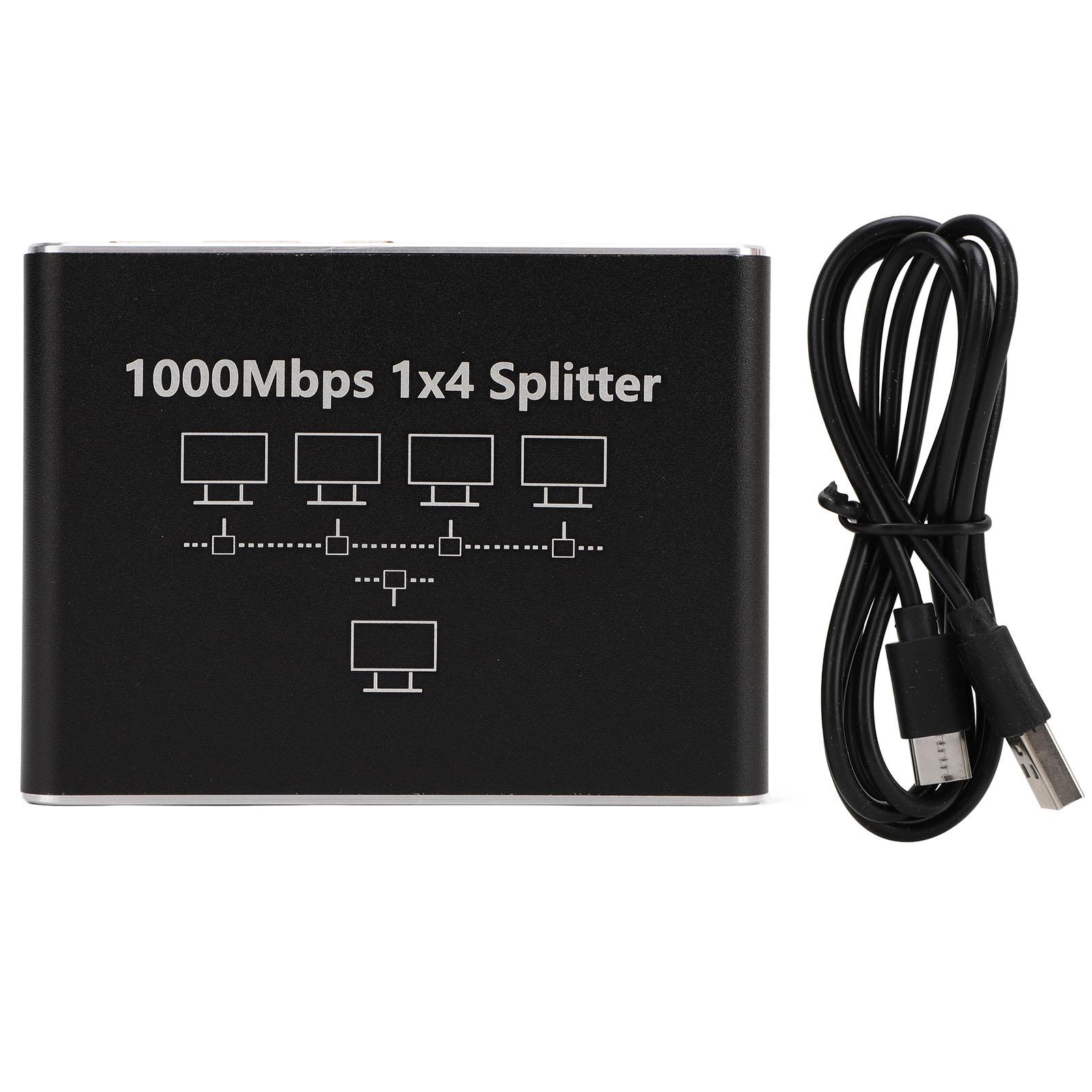 

Ethernet Splitter 1 to 4 1000Mbps High Speed Internet Splitter LAN Splitter Ethernet Switch Network