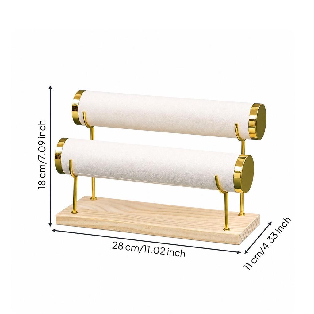 Versatile Freestanding Jewelry Display Rack with Wooden Base Sturdy Bangle