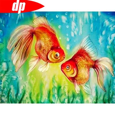 רקמת יהלום דגים תפר צלב תמונה של אבני חן יהלום חיה יהלום קישוט הבית
