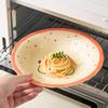 Cartoon Food Pattern Ceramic Dish 8.2 Inch Underglazed Colour Round Cute Dessert Plates New Aesthetic Creative Kitchen Tableware