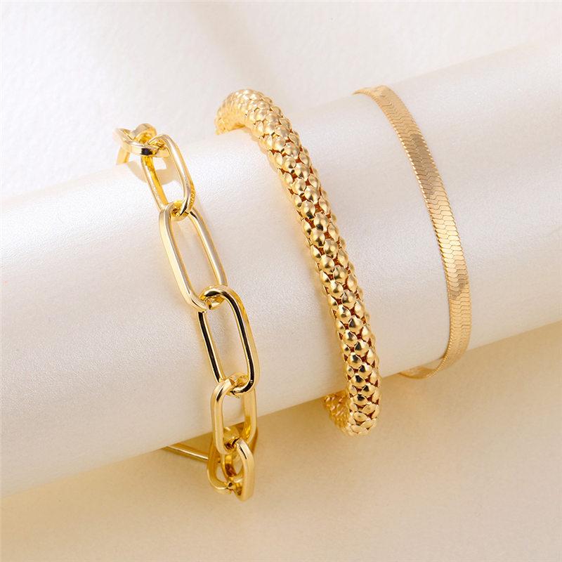 3PCS/Set Fashion Thick Chain Link Bracelets Bangles for Women Vintage Snake Chain Bracelets Set Punk Jewelry