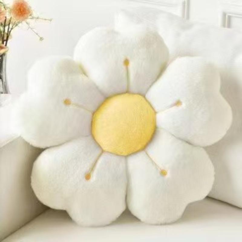 Soft Plush Daisy Flower Throw Pillow - Cozy Decorative Cushion for Bed Sofa Children's Room Decoration Multi-purpose Backrest Mat Holiday Gift