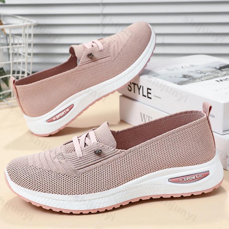 Casual Damen Herbst Mesh Atmungsaktive Plateauschuhe Damen Komfort Leichte Sneaker Socken Damen Slip on Loafers Zapatillas Muje