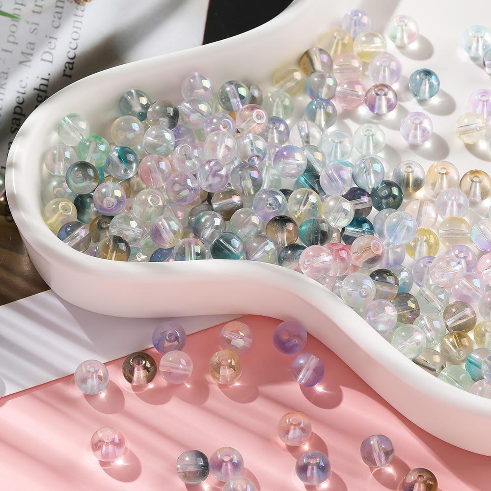20/50/100pcs 4/6/8mm Colored Transparent Glass Beads Spacer Beads for DIY Earring Necklace Phone Chain Jewelry Making Findings
