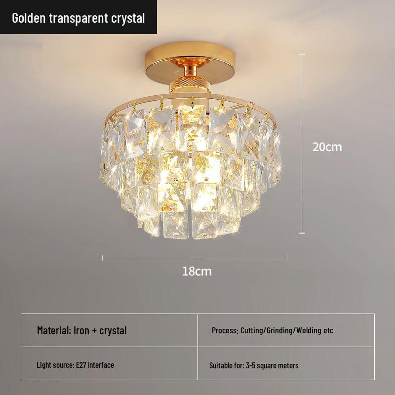 

Сучасний кришталевий стельовий світильник для проходу, коридору, сходової клітки, балкона, гардеробу, фойє та вхідного холу Gold Body + Raindrop Crystal Diameter 20cm