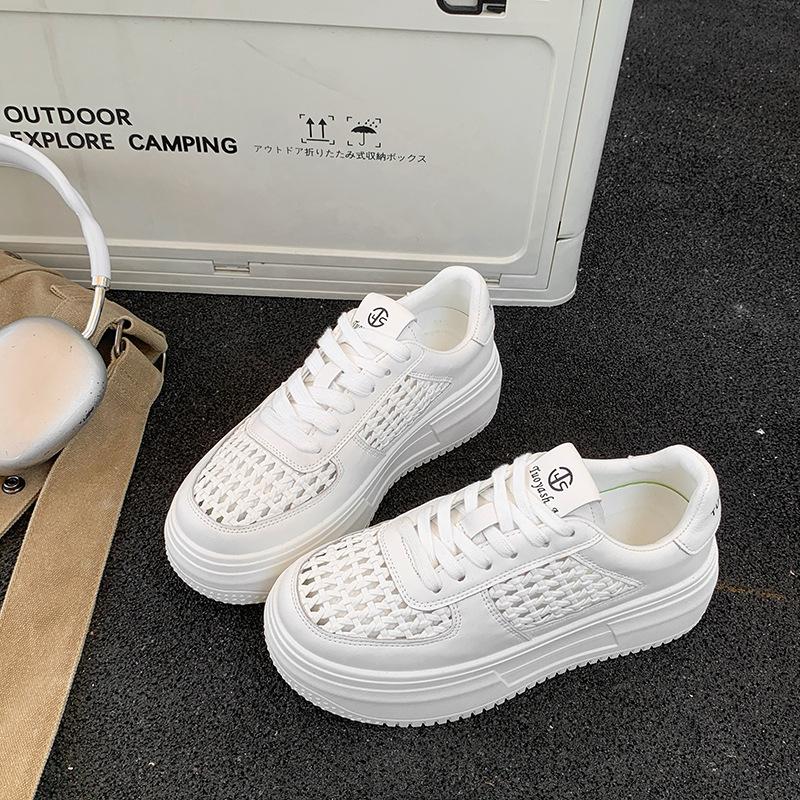 

Little white shoes women s platform summer versatile board shoes mesh yarn sports and leisure heightening breathable lightweight board shoes muffin 40 белый