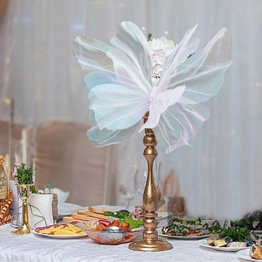 1Pc Silk Yarn Artificial Butterfly Mariage Decor Wedding Party Outdoor Holiday Decoration Display Giant Gauze Fake Butterfly