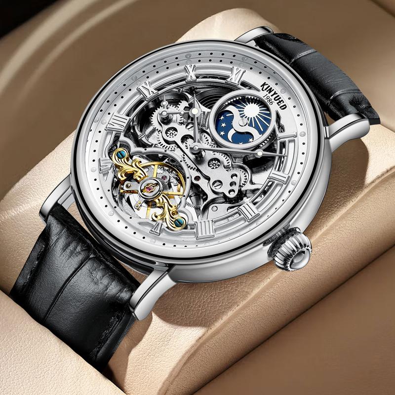 Szkieletowy Tourbillon Faza Księżyca Tarcza Design Męskie Zegarki Najlepsza Marka Luksusowy Wodoodporny Codzienny Automatyczny Mechaniczny Zegarek Mężczyźni