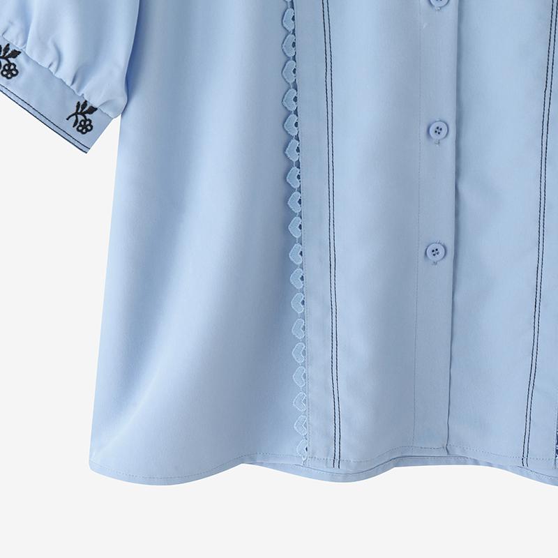 ZANZEA Summer Women Round Neck Short Sleeve Crochet Embroidery Casual Blouse