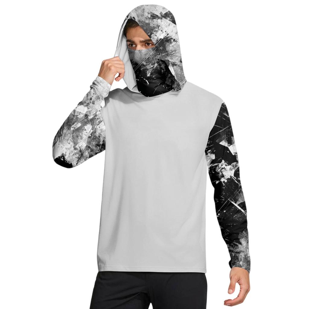 Herreskjorte med maske Lett Langermet Hettegenser Vandring Fiske Ytelse