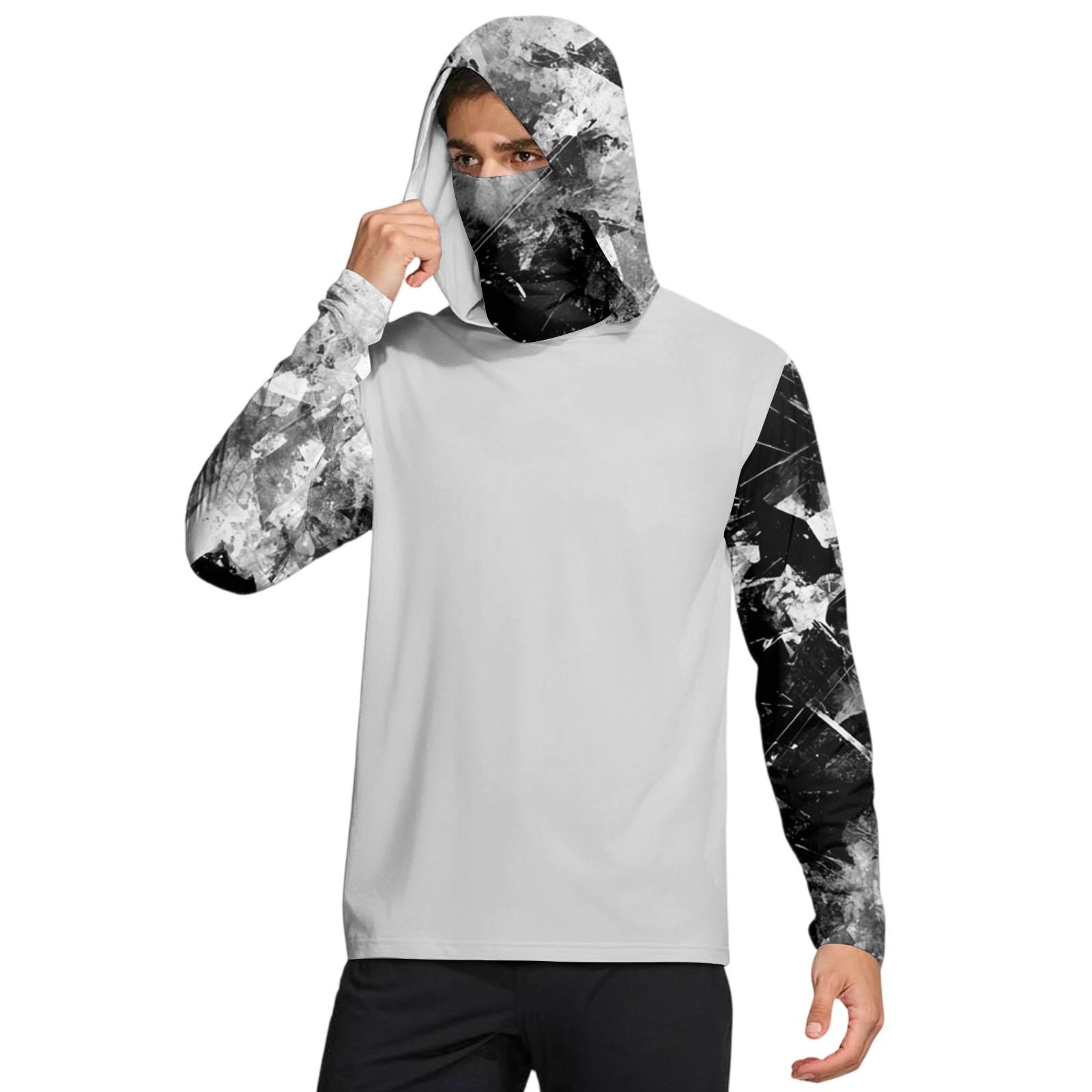 

Men s Shirt With Mask Lightweight Long Sleeve Hooded Hiking Fishing Performance L чорний