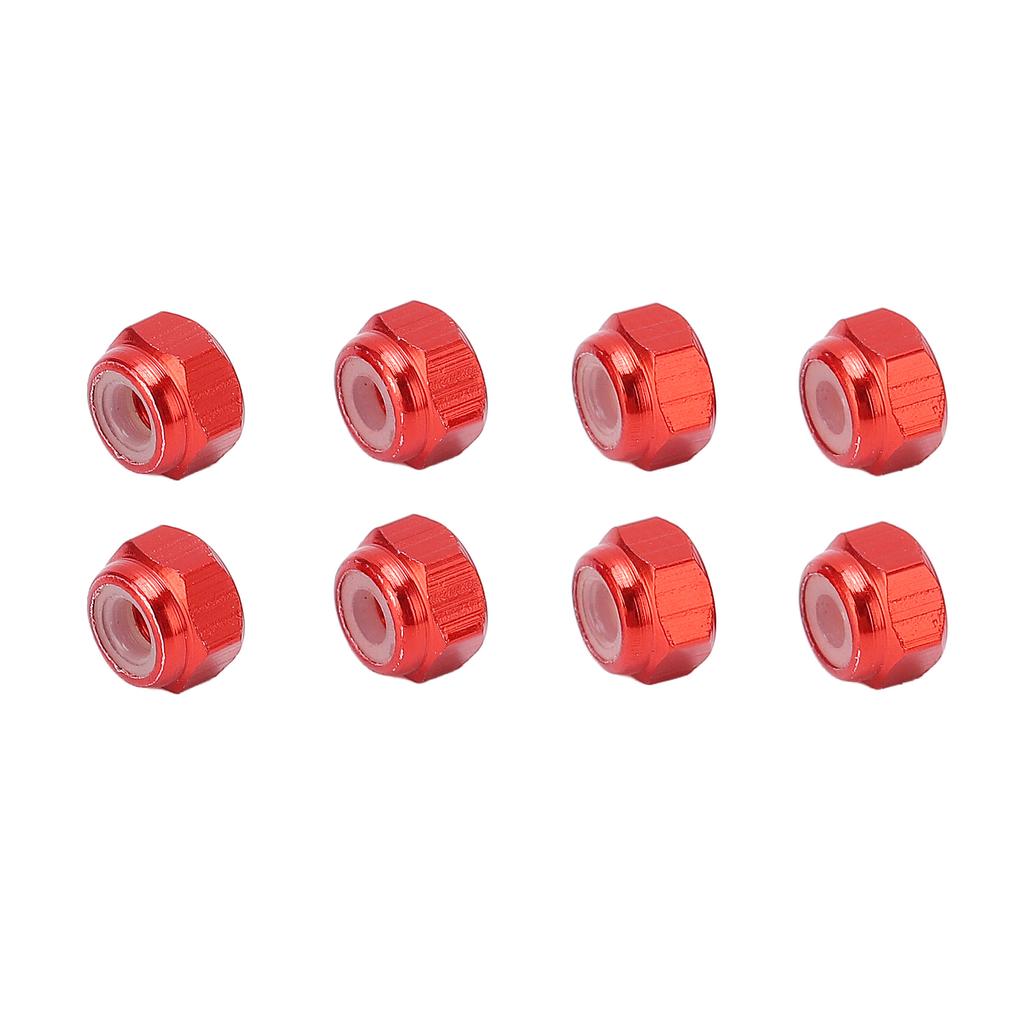 8pcs Aluminum Alloy Lock Nut Nylon Lining M2 Hex Locking Nut for Axial Scx24 124 RC Models Red