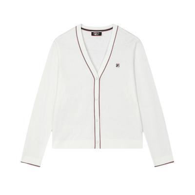 Cardigan Tricot Basique Simple Décontracté Mode Femme Hauts Blanc Vapeur F11W431405F-IV