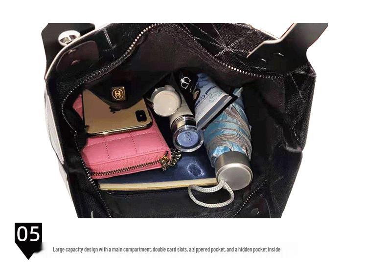 Borsa a mano rombo geometrico lucida: Borsa a tracolla pieghevole alla moda a 6 scomparti per donna.