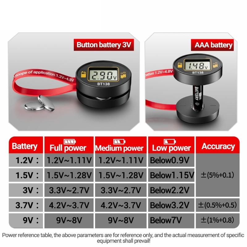 Portable BT138 Battery Checker Meter For Quick Multiple Type Battery Testing Home & Outdoor Use Electronics Maintenance
