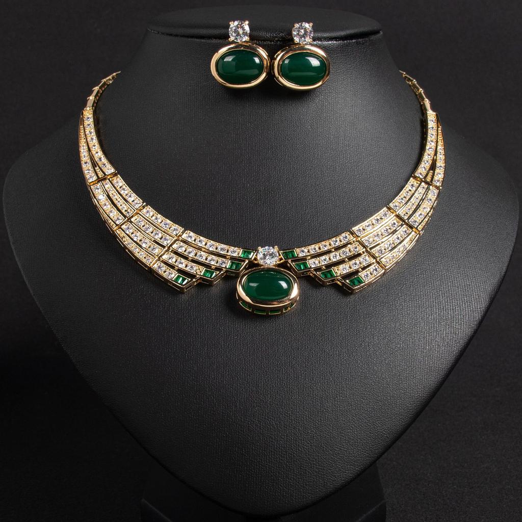 2-teiliges Schmuckset Exquisites Luxus Damen Halskette Ohrringe Kleid Party Hochzeit Braut Hundert Atemberaubende Accessoires M-371