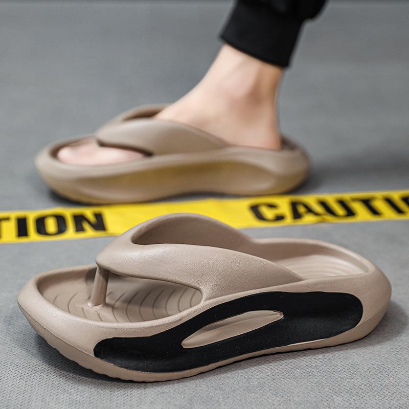 

Лето 2025 года, новые однотонные шлепанцы с толстой подошвой, мужские домашние тапочки для пар, пляжа, улицы 44-45 коричневый