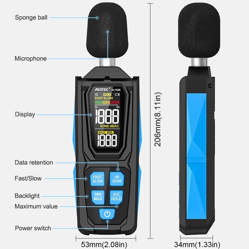 SL750/SL750B Digital Noise Meter 30-130dB Decibel Meter Portable Noise Meter Max/Min Professional Sonometer Noise Tester