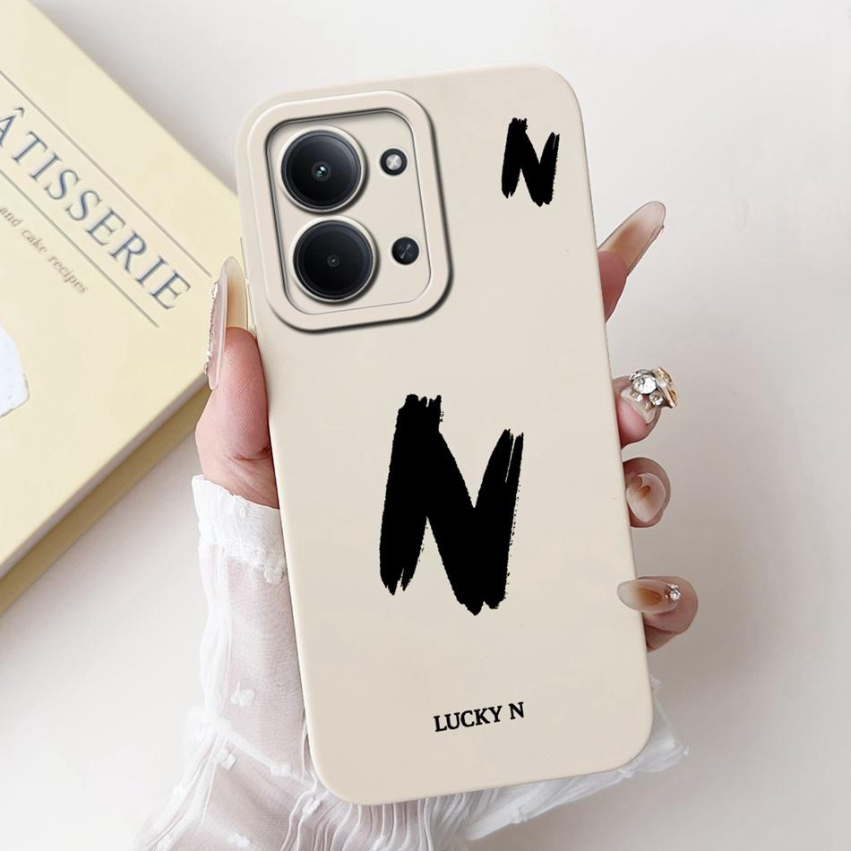 For Xiaomi Poco C85 4G Lucky Initial Letter Phone Case For Poco C85 C 85 4G Soft Silicone Shockproof Cases Bumpers