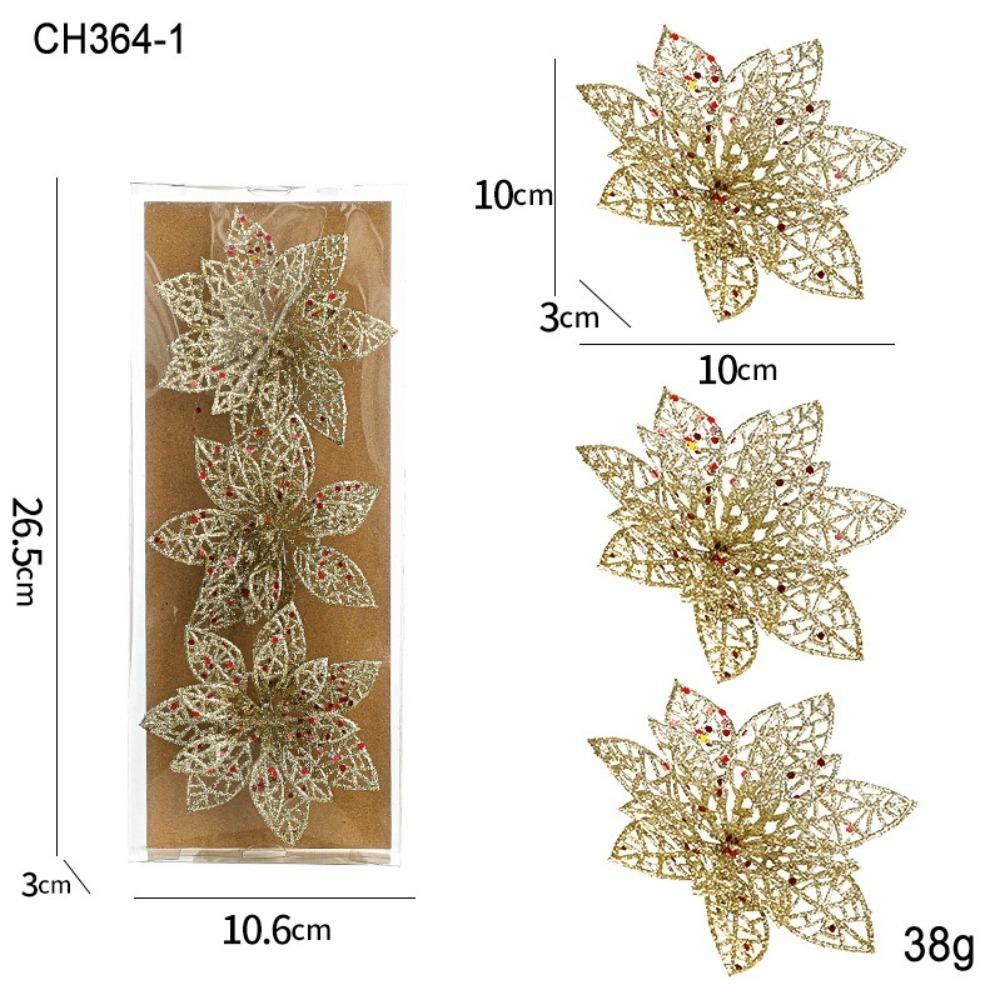 

3/4Pcs Artificial Glitter Christmas Hanging Artificial Flowers Hollowed Out Hanging Hollow Flower Arrangement Sequins