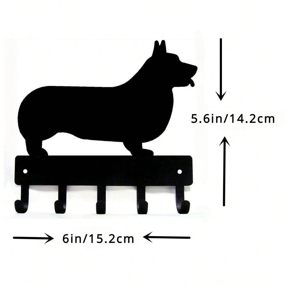 

Держатель для ключей Corgi Dog, крючки для ключей, шесть девяти дюймов, металлический настенный декор, железные поделки, подвесной держатель, стойка, шесть девяти дюймов, держатель для ключей Corgi, металлический S чёрный