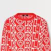 Karl Lagerfeld Casual Commuting Light Luxury Color Block Letter Pattern Jacquard Long Sleeve Knit Sweater Women sweater Red E37W2049500