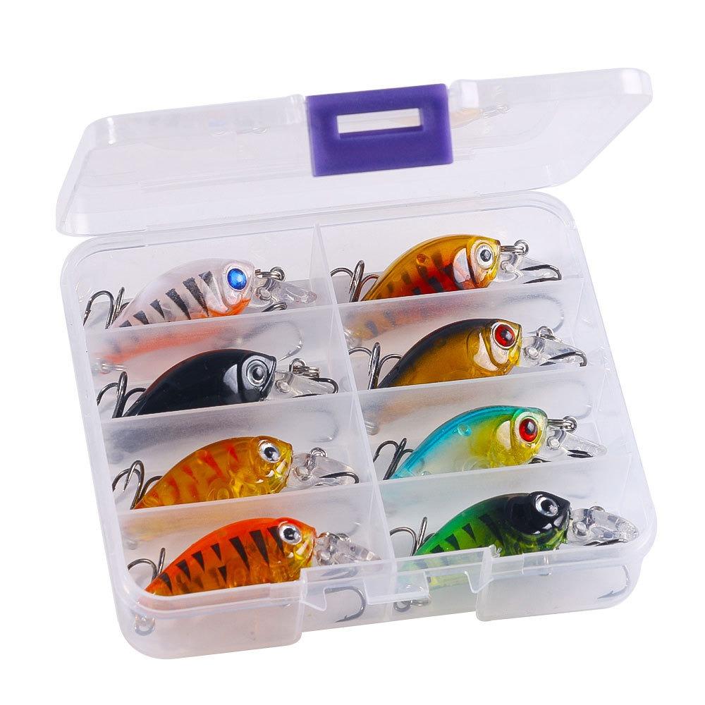 

8pcs/box Realistic Fishing Lures Kit 3D Fish Eyes Fishing Crank Bait Sea Equipment 8pcs/box