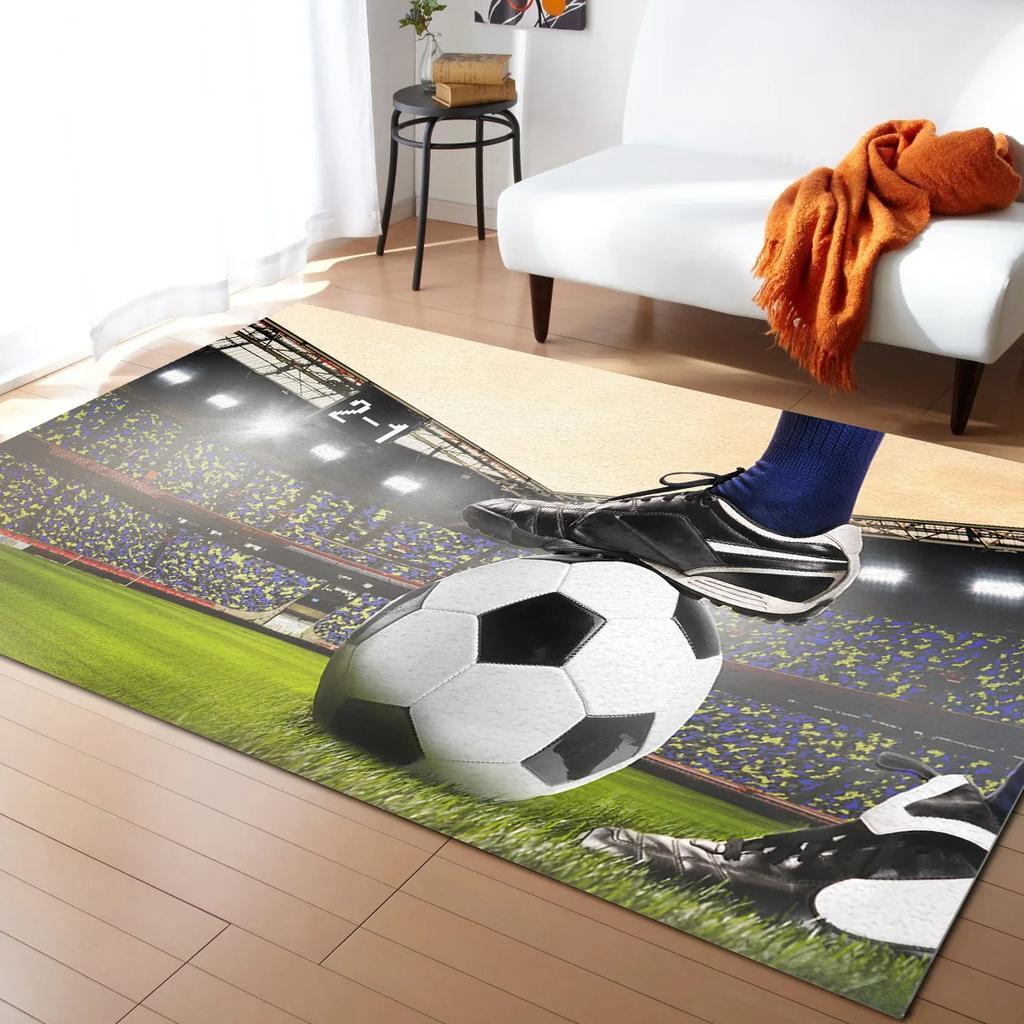 Football Carpet Ball Game Area Rug for Kids Boys Teens Playroom Soccer Doormat Sport Theme Indoor Floor Mat For Living Room Sofa