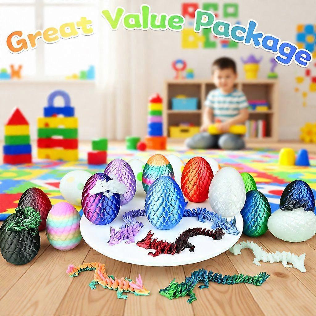 12PCS 3D Printed Dragon Toys Eggs with Dragon Inside, Basket Stuffers for Boys & Girls, Easter Theme Party Favors, Easter Egg Hunt, Classroom Prize Su