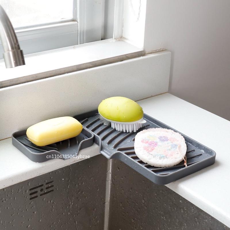 1/2/3/4pcs Kitchen Soap Tray, Sponge Holder Sink Organizer, Soap Holder for Bathroom Kitchen Counter/Soap Bottles