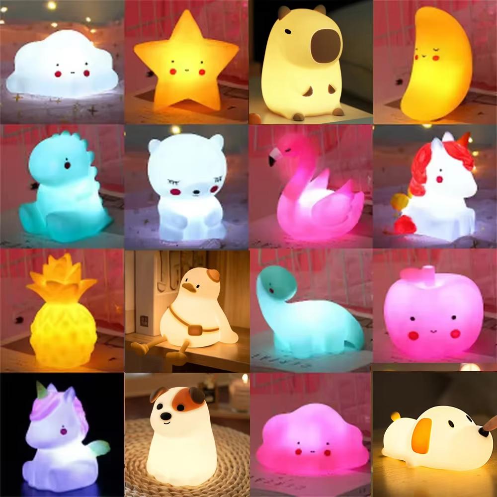 

1PCS Cute LED Night Lights Bear Unicorn Dinosaur Rabbit Cartoon Animal Bedside Lamps For Children Bedroom Decor