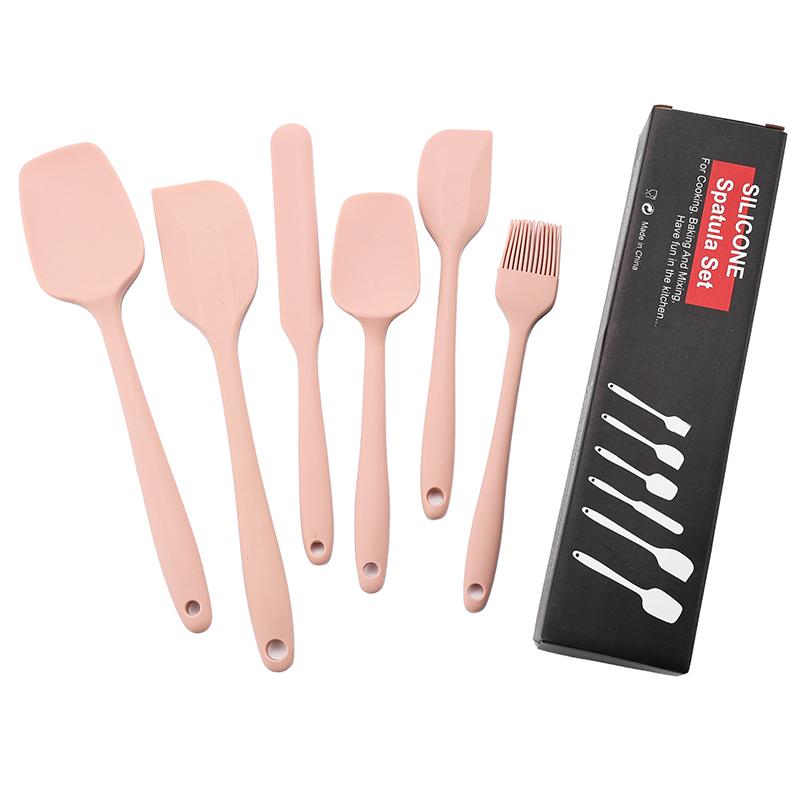 

6 шт. силиконовые инструменты для выпечки набор мини скребок шпатель для украшения торта антипригарные кухонные принадлежности с термостойкой ручкой розовый