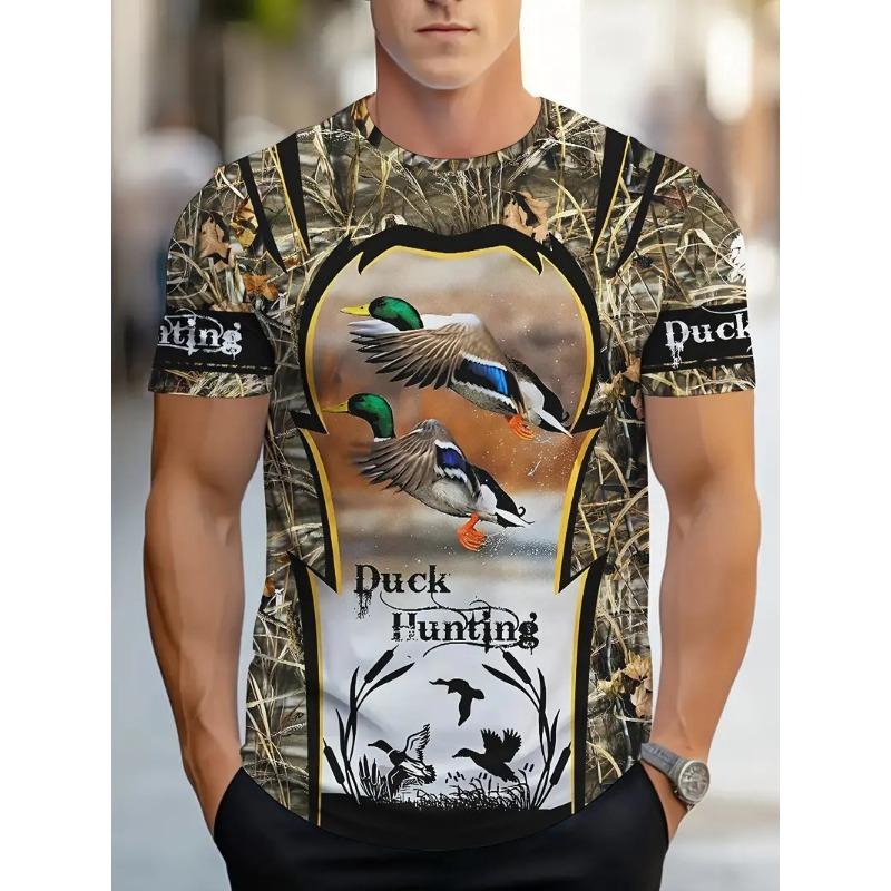 Summer Round Neck 3D Fun Cartoon Patterns Print Top Fashionable Casual Short Sleeved Men's T-shirts