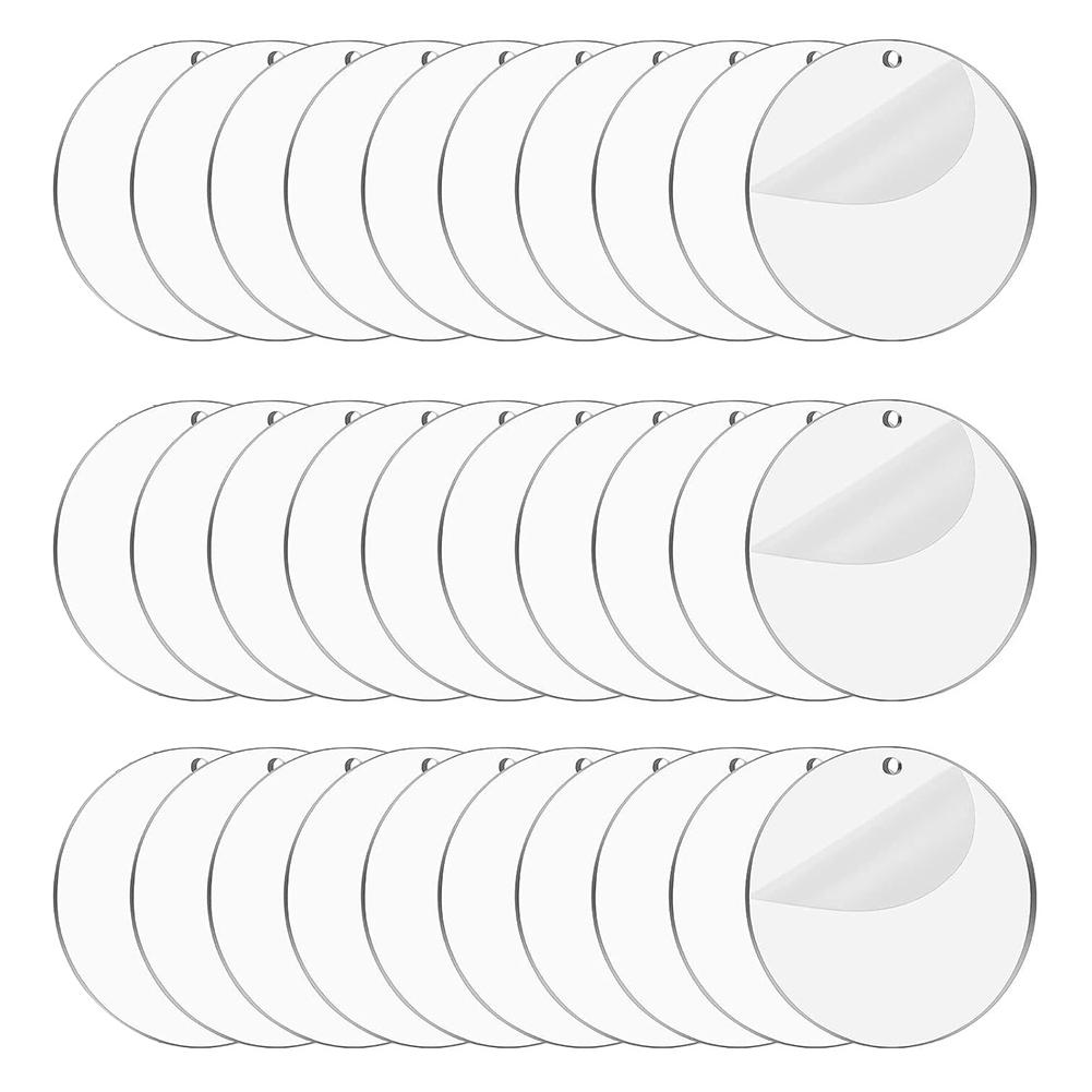 

30Pcs 90mm Clear Acrylic Sheet Round Acrylic Disc Transparent Panel for DIY Project Ornament Art Project Painting 2mm Thick