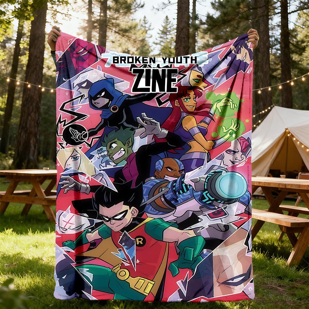 1PC Teen Titans, Zine Outdoor Blanket Lightweight Flannel, Soft & Warm, All-Season Use for Sofa, Outdoor, Camping, Living Room, Office14