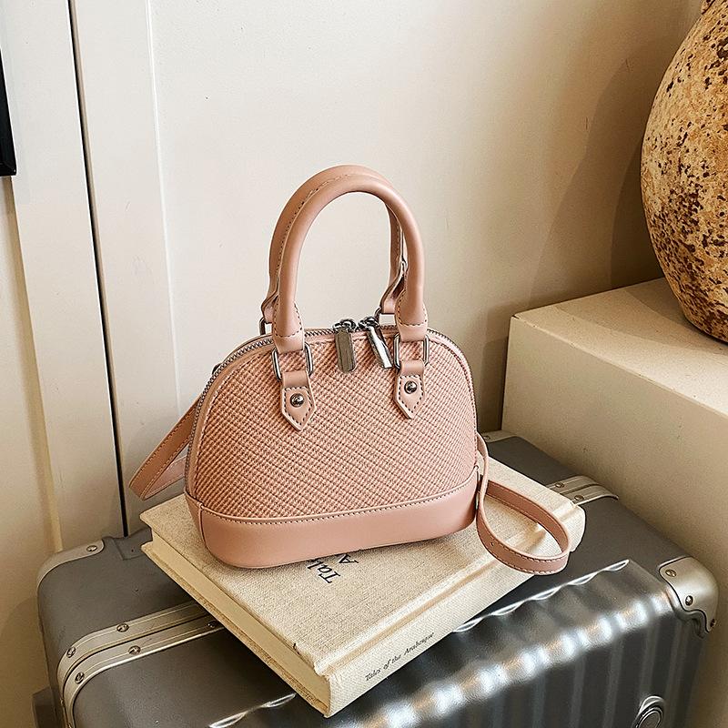 Retro Contrasting Shell Bag 2025 New Trendy Texture Versatile Handbag Casual Shoulder Bag Messenger Women's Bag